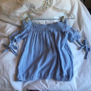 kendall & kylie striped off the shoulder bow tie